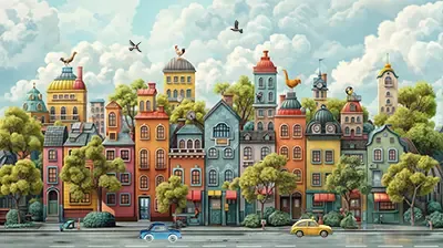 Busy Town — An animated looping town scene