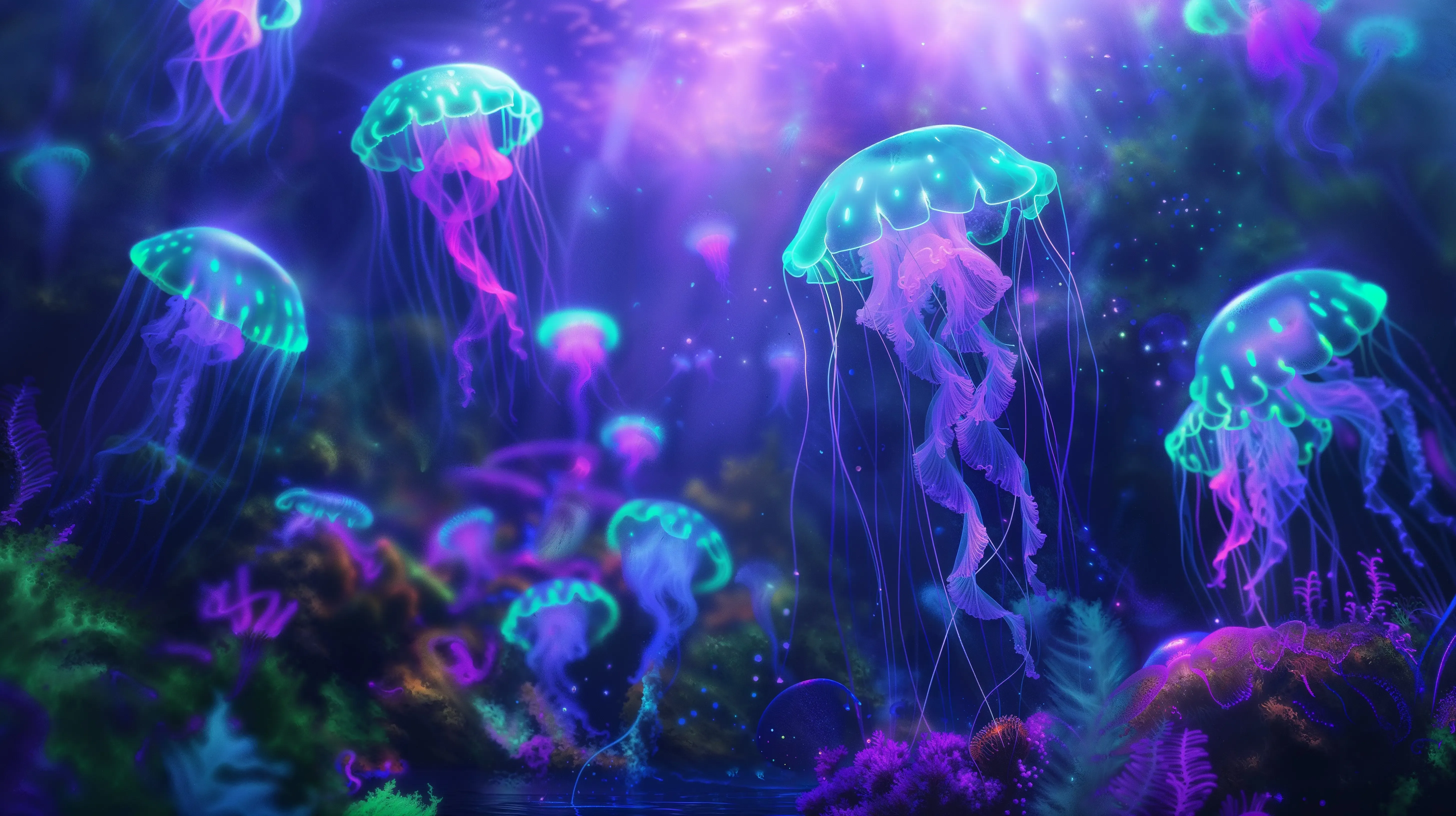 Neon Jellyfish School